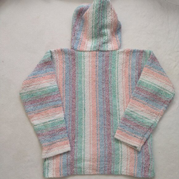 Rosy Pastel Colored Beach Blanket Hoodie M Relaxed Fit Comfy Surfer Pullover - Picture 6 of 7